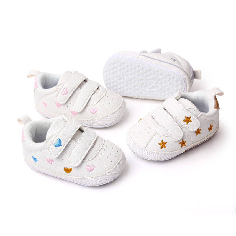 Meckior Primavera E Outono Sapatos De Bebê Antiderrapante Sola De Borracha Macia Da Criança Bonito Bordado Amor Estrelas