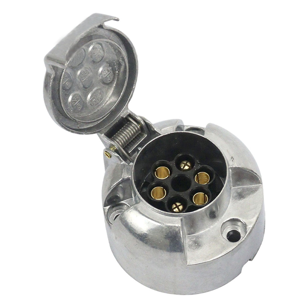 Tomada Femea Reboque 6 Polos Engate Alumínio Cromado Carreta Carretinha Cavalo Mecânico Original em Oferta na Shopee