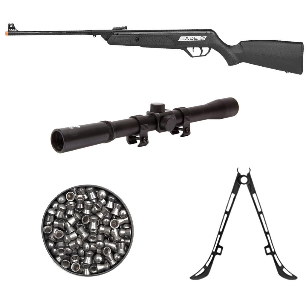 Carabina de Pressão New Jade Oxidada 5.5mm - CBC + Chumbo + Luneta 4x20 + Bipé em Oferta na Shopee