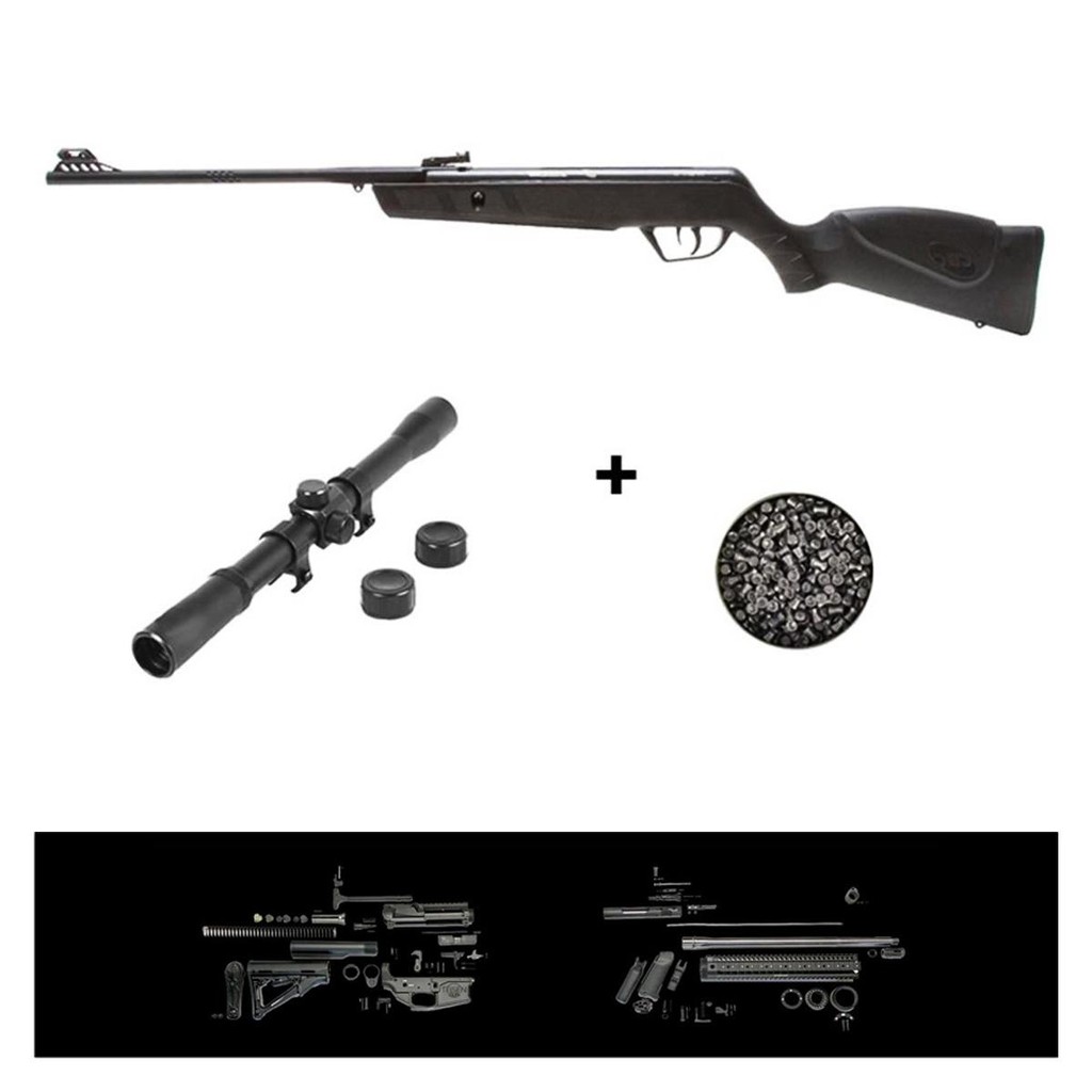 Carabina de Pressão New Jade Oxidada 5.5mm - CBC + Chumbo + Luneta 4x20 + Gun Pad em Oferta na Shopee