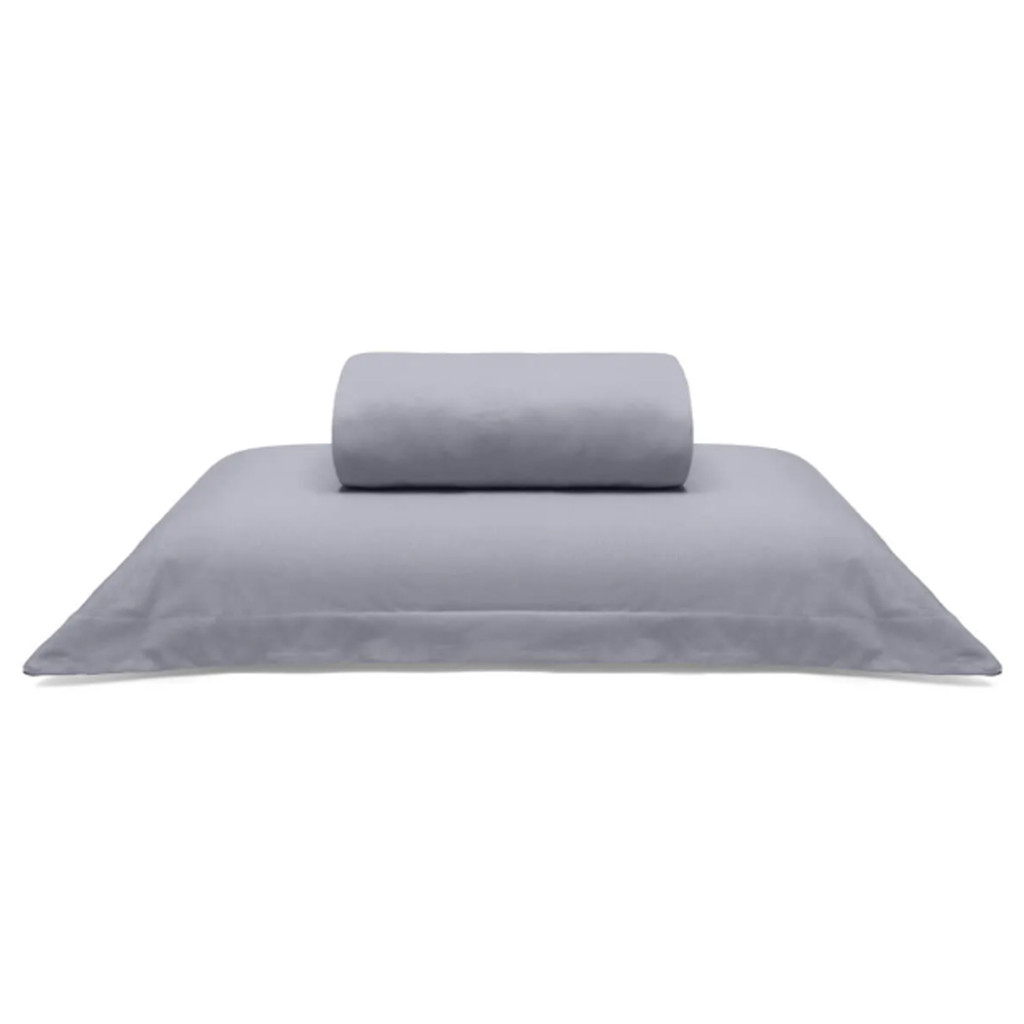 Jogo de Cama Buettner Solteiro King Malha 100% Algodão Liso 2 Peças Image Cinza
