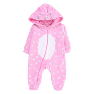 Macacão Longo Bebê Brandili Soft Poá Com Capuz Gatinha em Oferta na Shopee