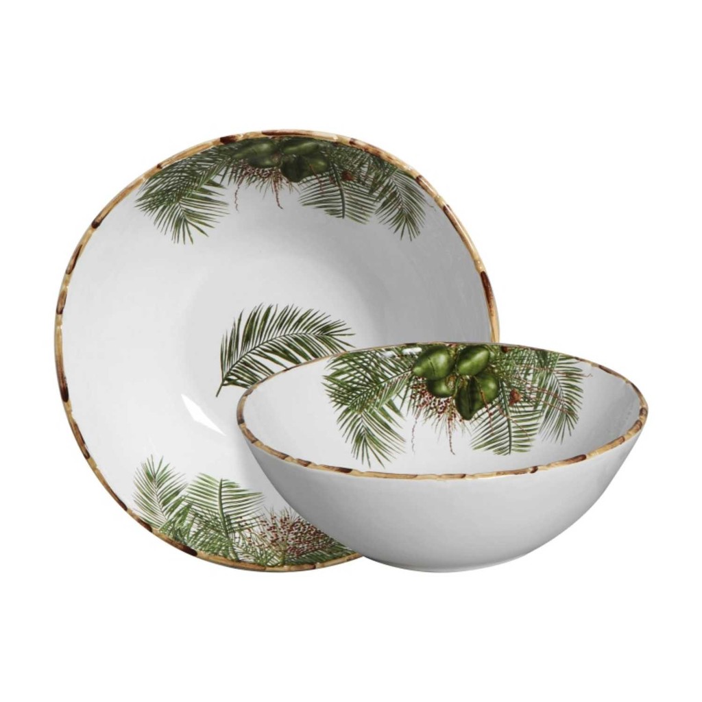 Tigela Grande Decorada Itacaré Borda Bambu Cerâmica Maison Blanche