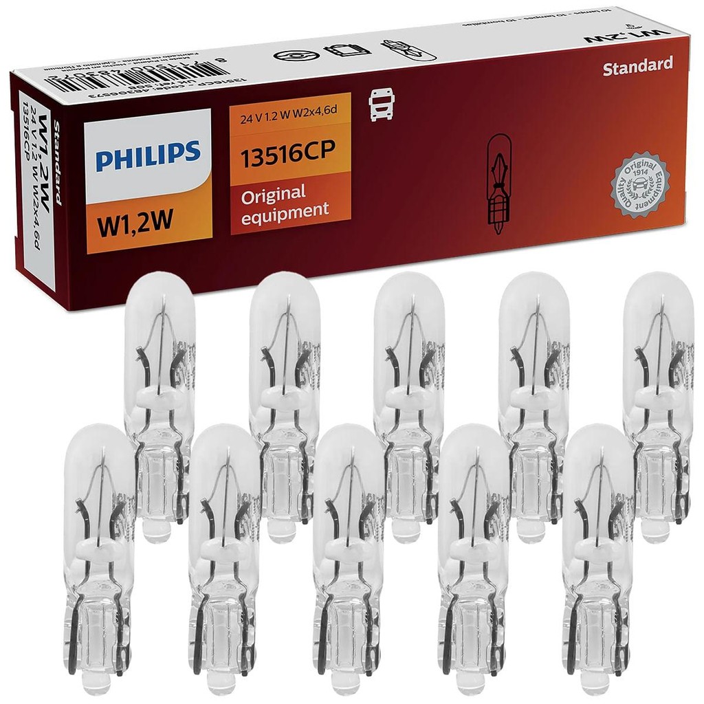 Kit 10 Lampada Philips W1.2w 24v W2x4.6d Sinalização - Spare Parts and Accessories for Vehicles