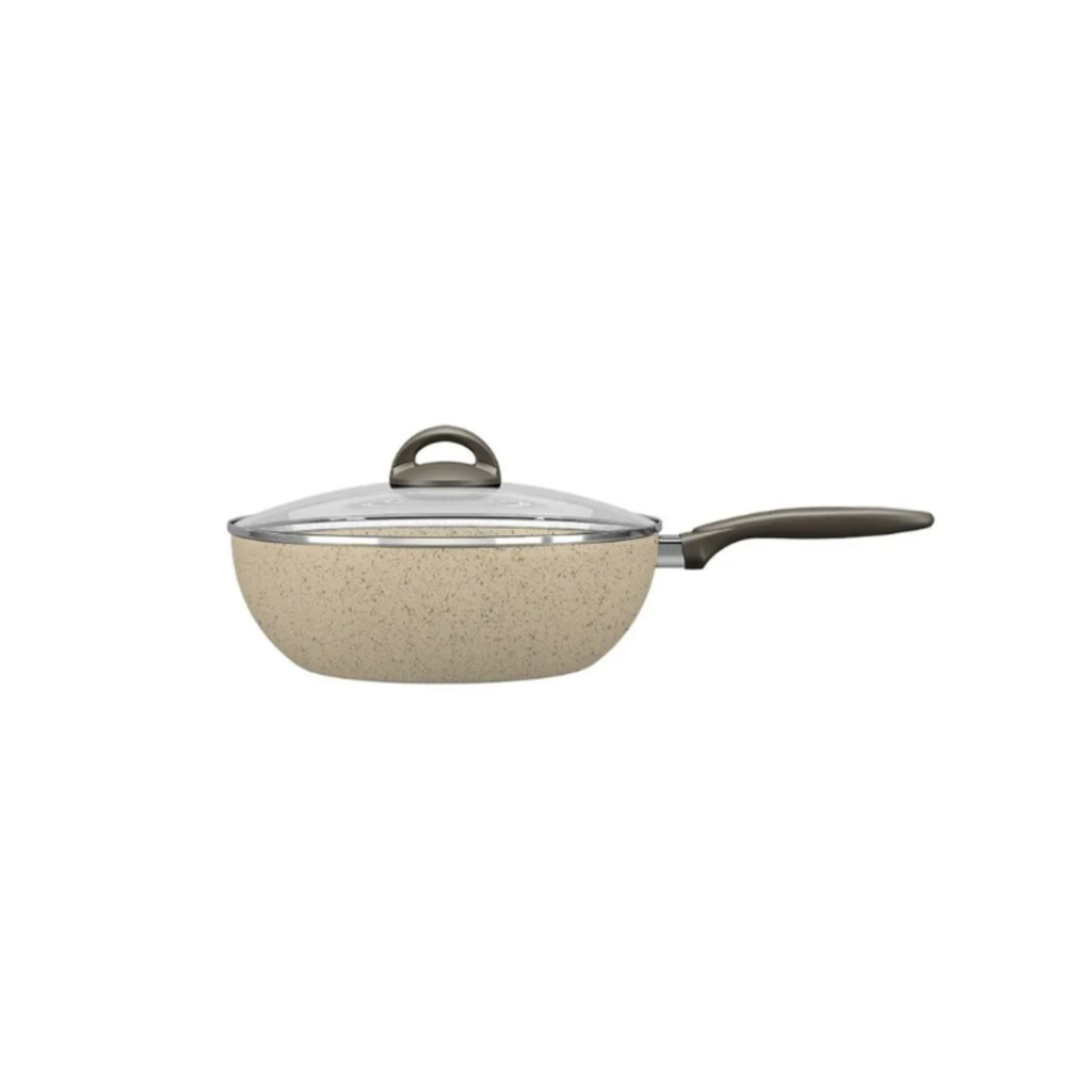 Panela Wok Cerâmic Life Suprema Alumínio Antiaderente 28cm 4,1L Vanilla Brinox