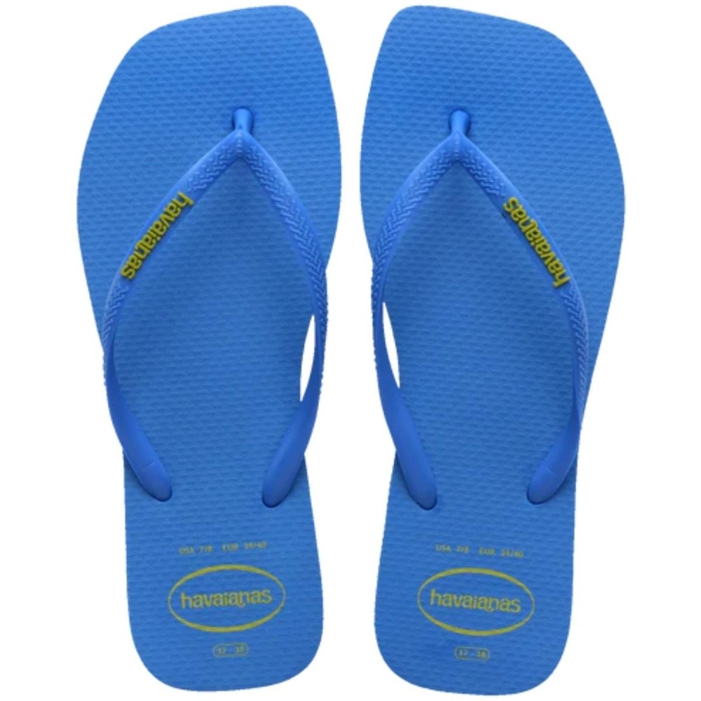 Chinelo Havaianas Slim Square Logo Pop Up Feminino - Azul Escuro em Oferta na Shopee