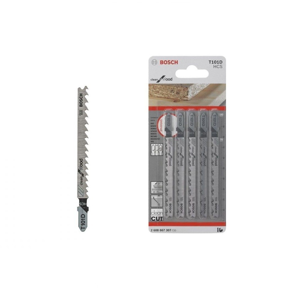 Kit 5 Pecas Lamina de Serra Tico-Tico para Madeira Bosch T101D