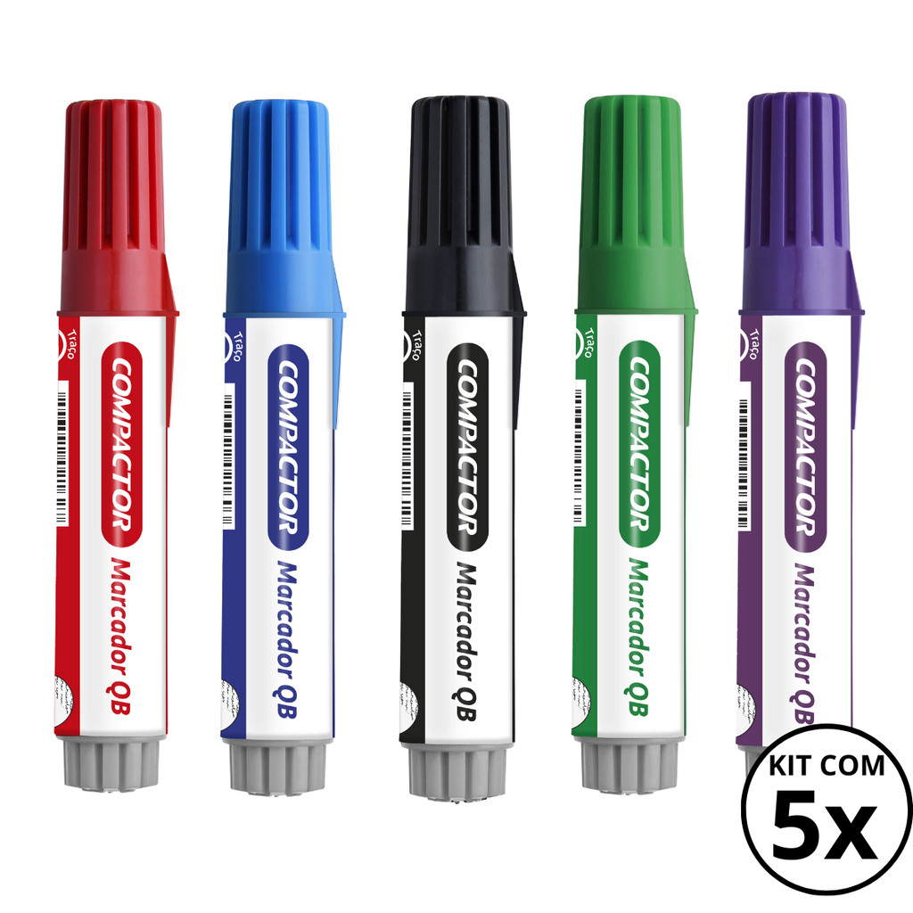 Kit com 05 Marcadores Para Quadro Branco - COMPACTOR KIT:07