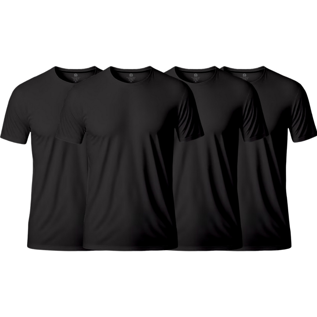 Kit 4 Camisas Camisetas Lisas Básica Preta Branca Masculina 100% Algodão Fio 30.1