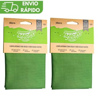 Kit 2 Panos Mágico Limpa Vidros Ákora Original – Poliéster e Poliamida (Limpando Fácil Só com Água!) em Oferta na Shopee