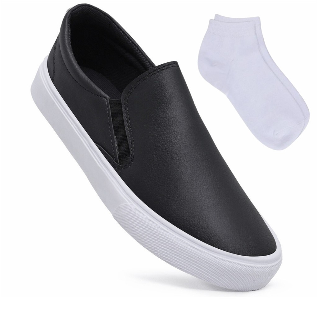 Tênis Sapatênis Slip On Iate Sem Cadarço Polo Casual Calce Fácil Confortável Original + Meia