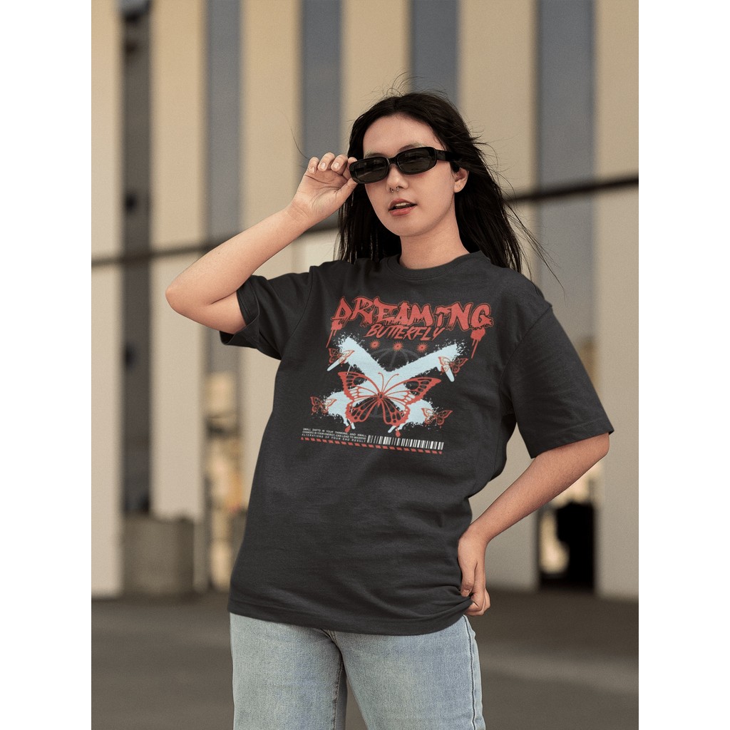 Camisa Camiseta Tshirt Ombro Caido Oversized Gola Alta Streetwear para o Dia a Dia Treinar Academia Estampado - DREAMING