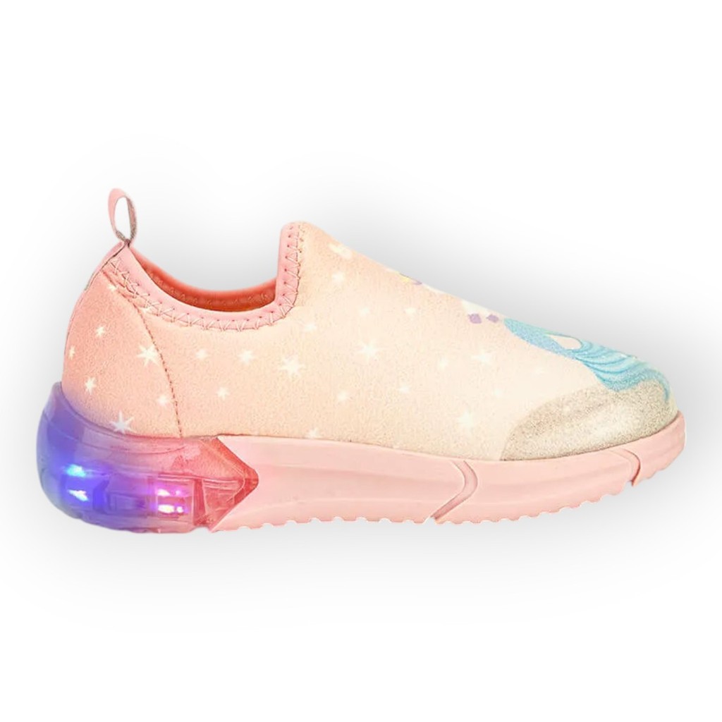 Calçado Tênis Infantil Bibi Meninas Calce Fácil Pisca com Luzes LED Divertido Sereia e Unicornio