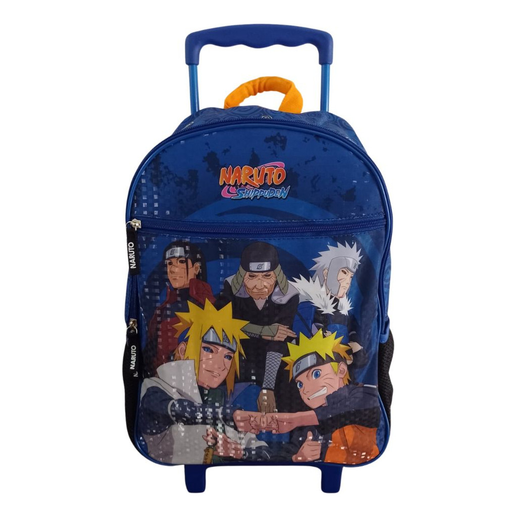 Mochila Escolar Carrinho Naruto Leaf Azul