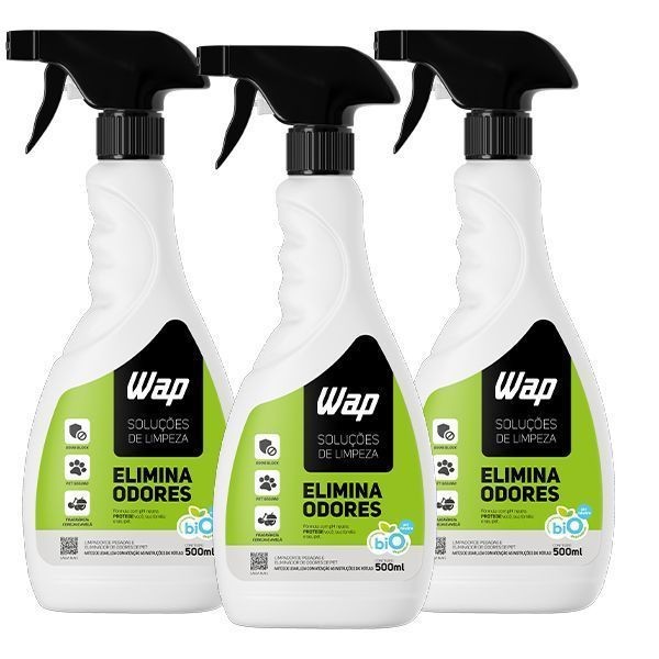 WAP Elimina Odores 500ml Eliminador e Neutralizador de Odores PET 3 Unidades