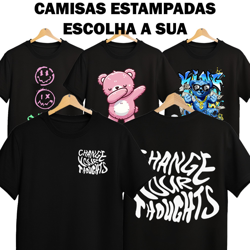 Camiseta Preta Infantil Diversas Estampas do 2 até 16