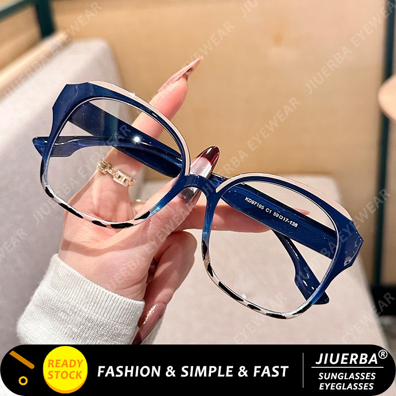 (JIUERBA) Novo Design De Moda , Armação Quadrada Grande , Óculos De Cor Emendada , Gradiente , Leopardo De Sobrancelha