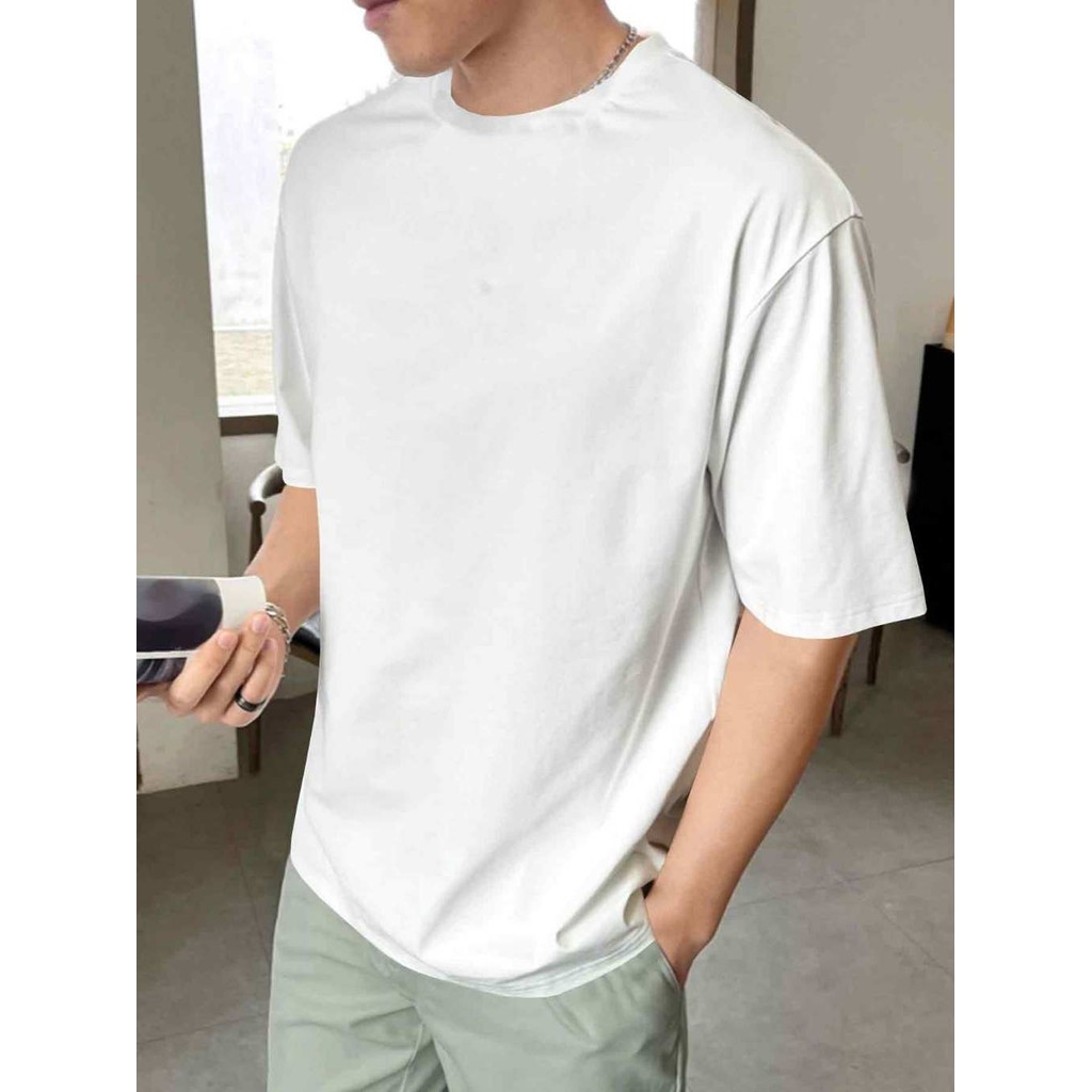 Camiseta Branca Larga Confortável Camisa Casual Fitness Sem Estampa Urbano Básica Blusa Oversized