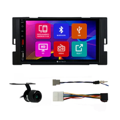 Kit Multimidia 7 Pol March Versa 2014 15 16 17 18 19 2020 Android Auto Carplay Qa+ 2 Din Preto Espelhamento Camera Ré