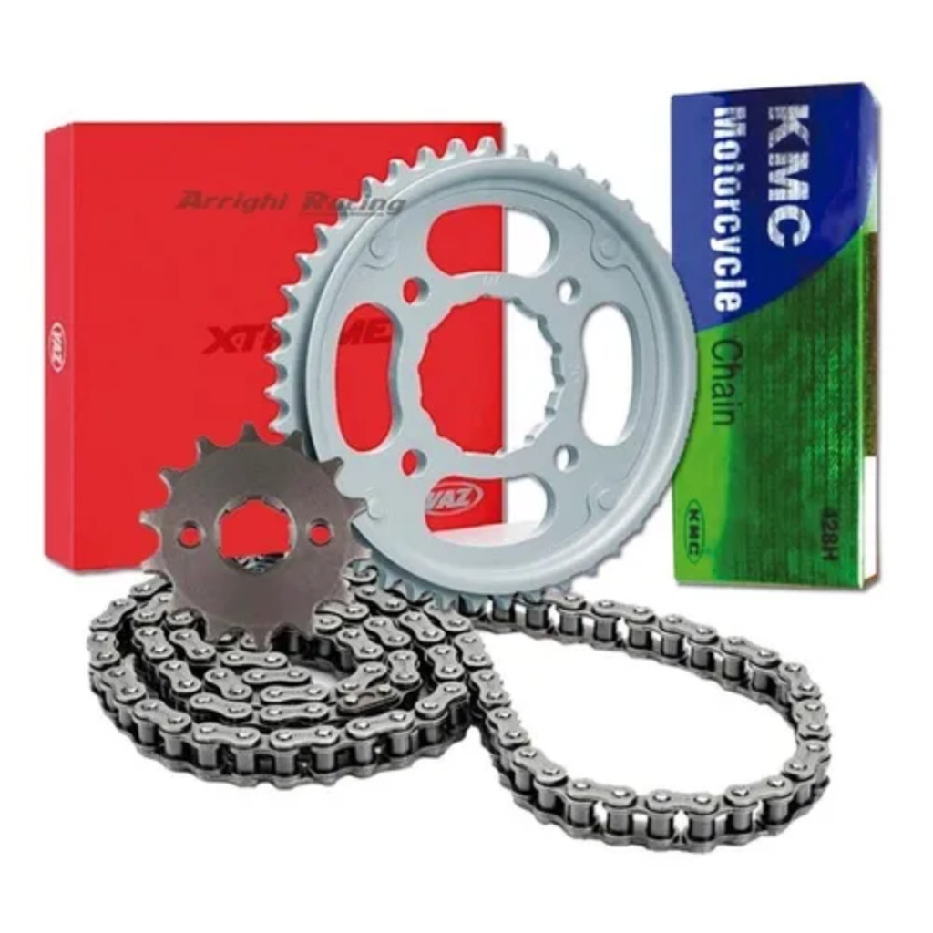 Kit Relação Titan 160 Vaz Corrente KMC Coroa Pinhão e Corrente