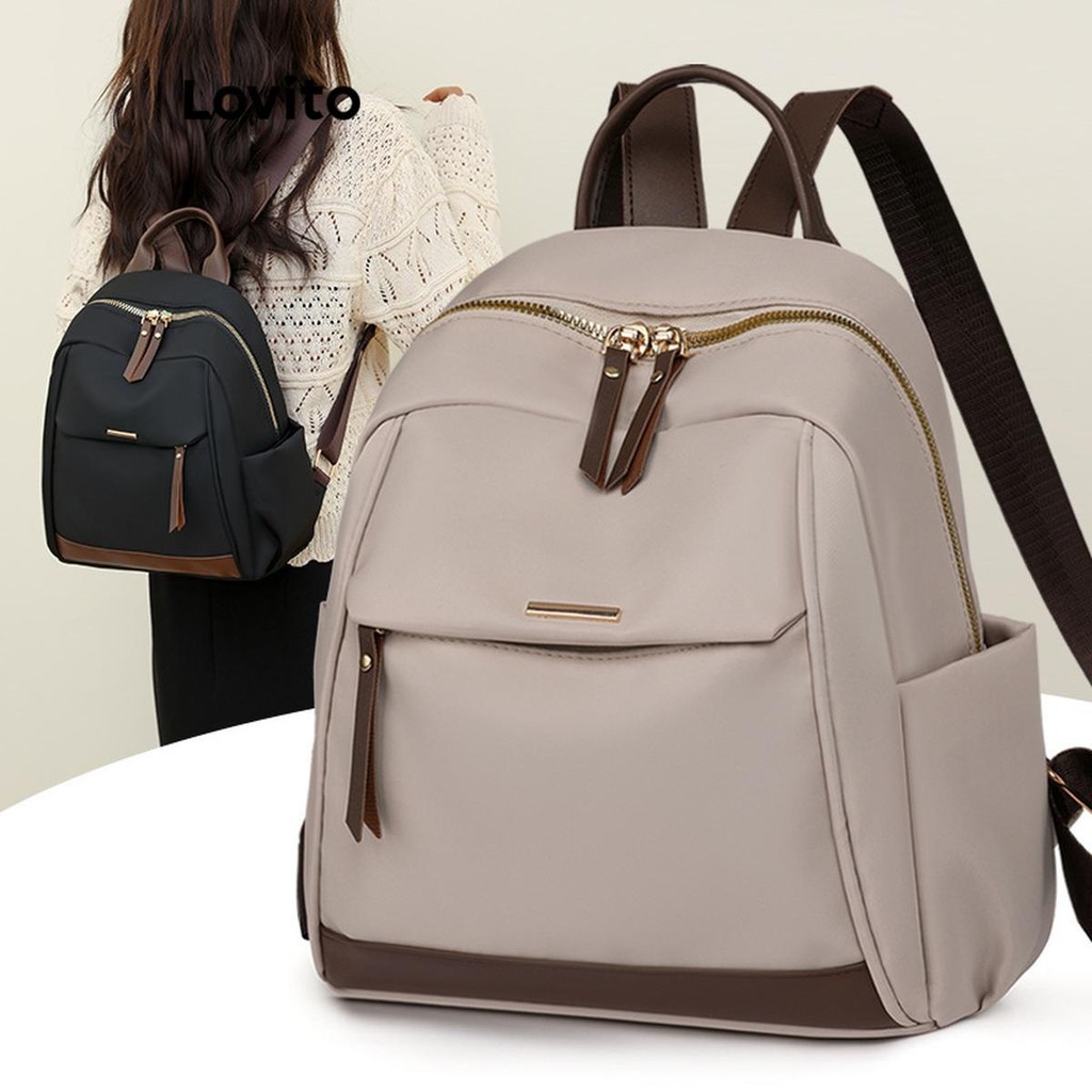 Lovito  Mochila Casual Simples Multifuncional Prática Mochila De Grande Capacidade Para Mulheres LFA74083 - Women Bags