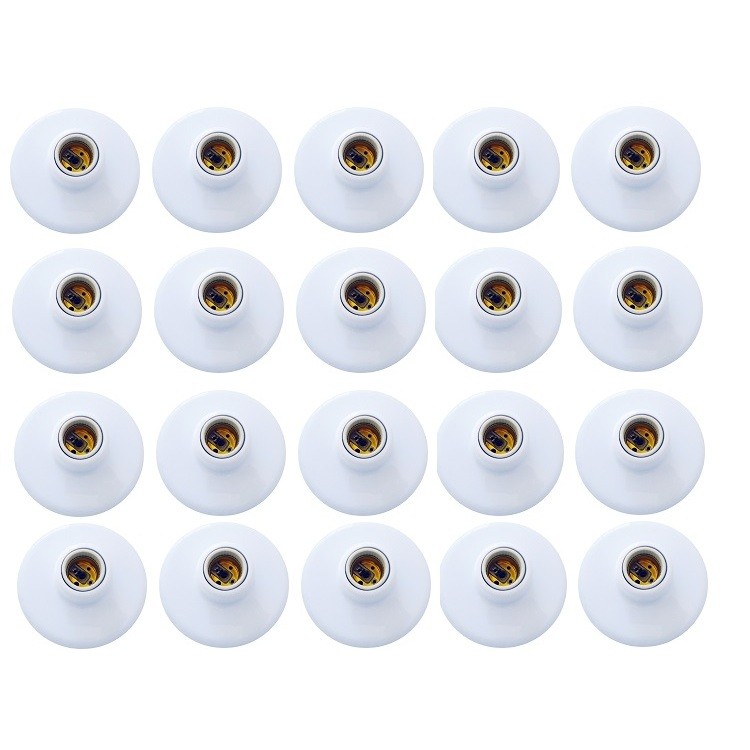 kit 20 Plafon Redondo Branco E27 Suporte De Lâmpadas C/ Bocal Cerâmico Envio Imediato