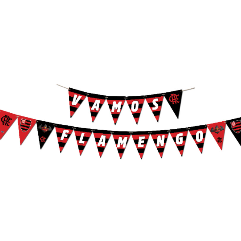 Faixa Decorativa Triangular Flamengo Para Aniversário Festa Temática Futebol FestColor