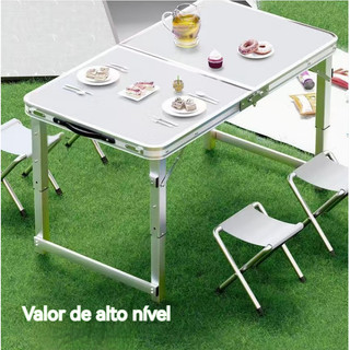 120x60 Cm Mesa Dobrável Tipo Maleta + Banqueta