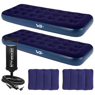 Kit 2 Colchões Infláveis Solteiro + 2 Travesseiros + Bomba Manual VG Plus em Oferta na Shopee