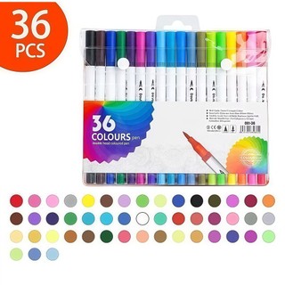 Kit 36 Cores Caneta 2 em 1 Brush Lettering e Ponta Fina Dual Pen Canetinha Colorir Desenho