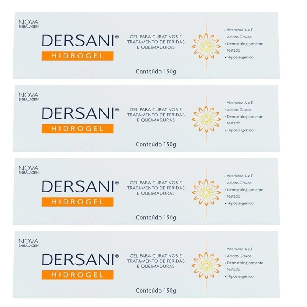 Gel Cicatrizante Dersani Hidrogel Com 4 Caixas De 150g Cada