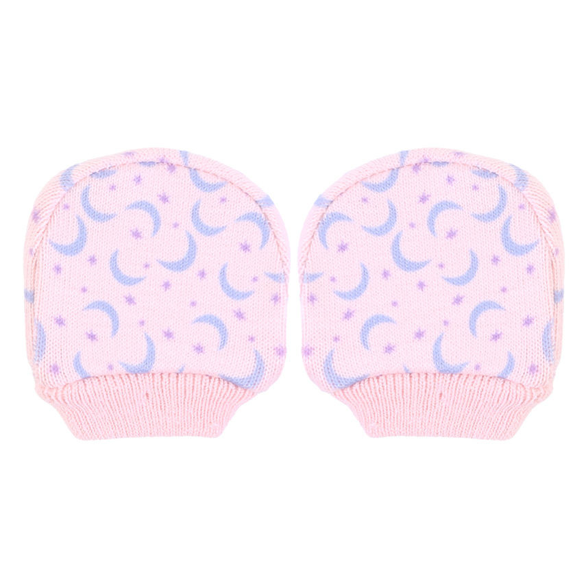 Kit Luva Bebê Menina Pimpolho Tricô Estampada - 3 Pares