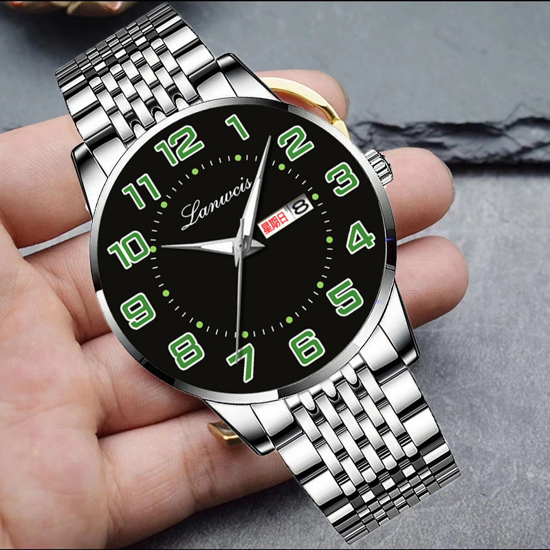 Relógio Masculino Mostrador Grande Quartzo Calendário Luminoso à Prova D'água Pulseira Fecho Premium Original