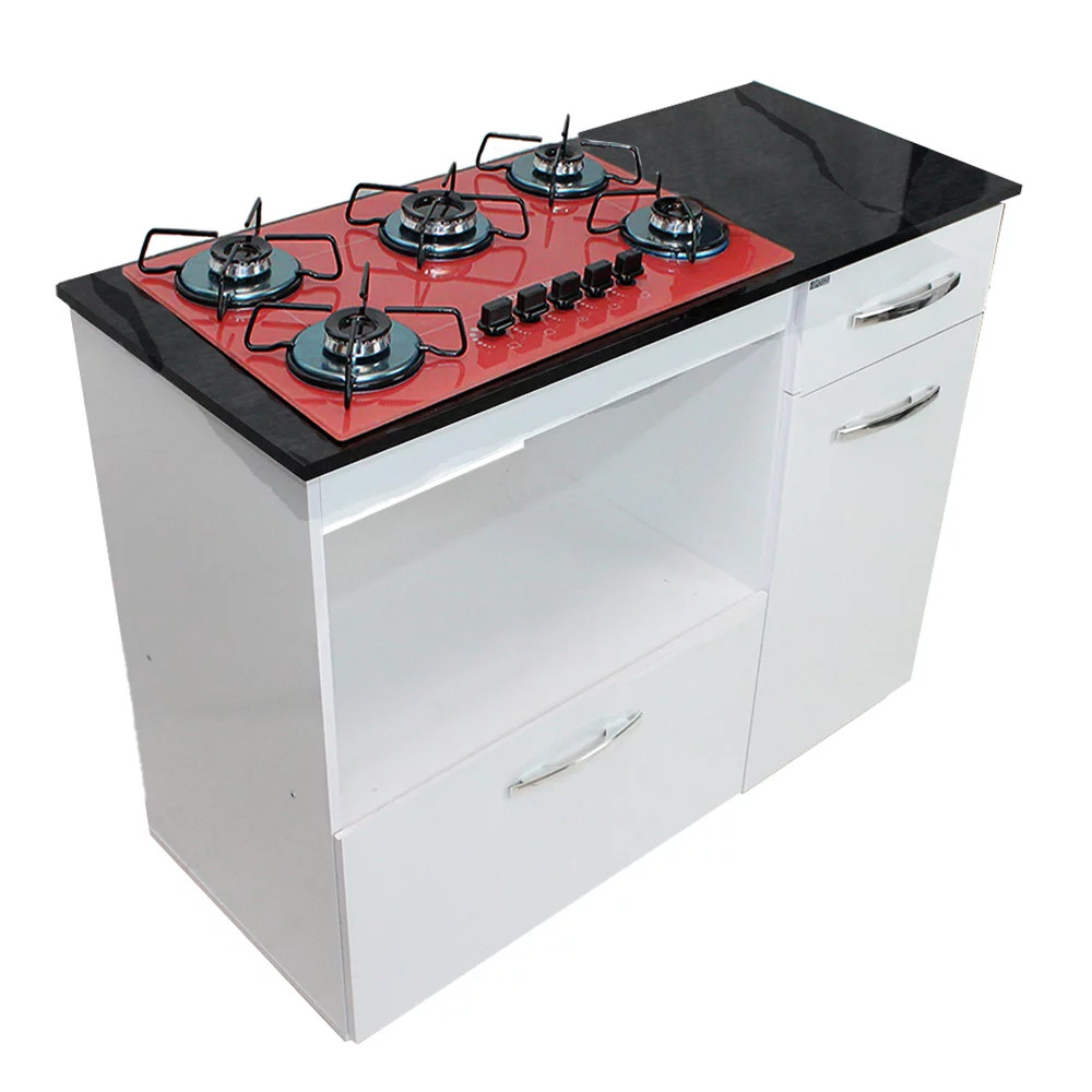 Kit BalcÃO Violeta Branco Com Cooktop Vermelho 5 Bocas Bivolt Chamalux - Home & Living