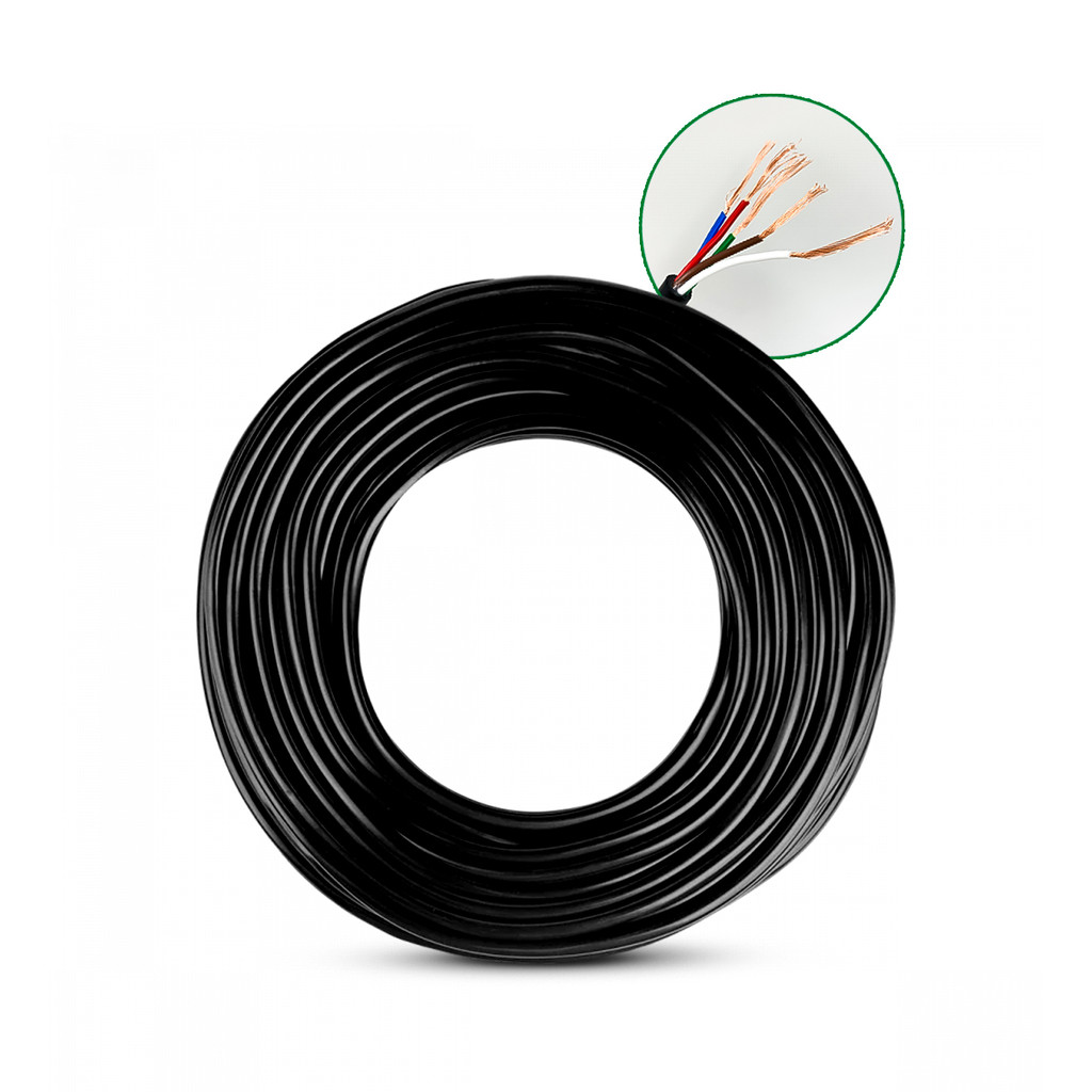 cabo flexivel manga pp 5x1mm 18Awg extensão automotivo 10m carretinha comando som blindagem 5 vias