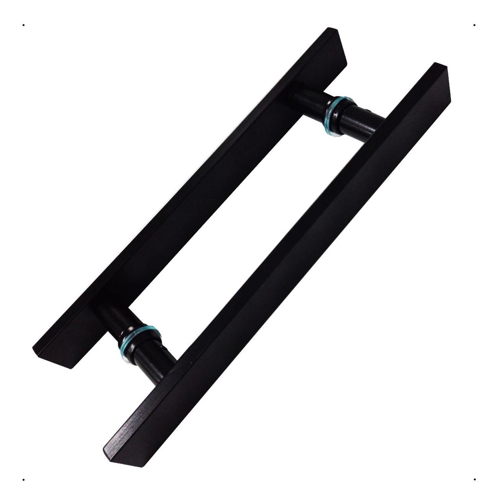 Puxador Porta Pivotante Vidro Portão Madeira Alumínio Aço Inox 304 30cm Chato Preto