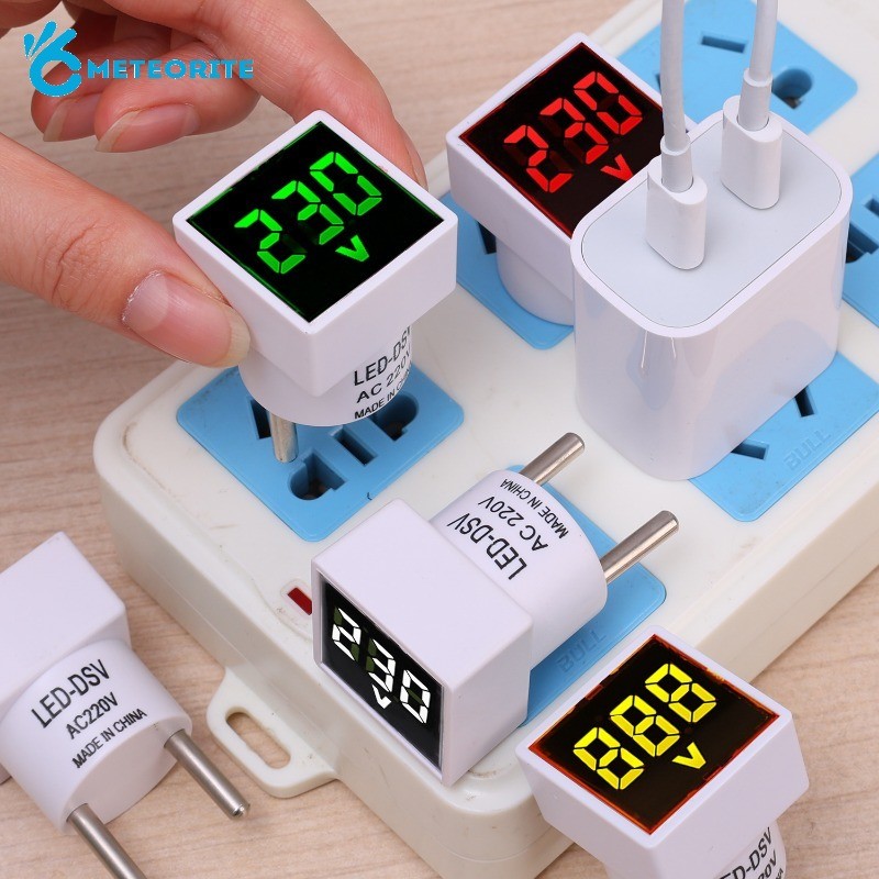 Plugue Da Ue Display LED Voltímetro Luz Indicadora-Quadrado Digital Carro Motocicleta Volt Tester-Medição De Tensão AC 5