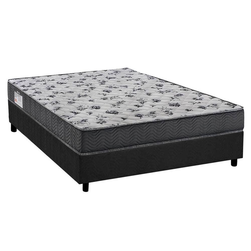 Cama Box Viúva: Colchão Espuma D33 Ortobom /EP Anatômico ISO 100 Ultra Firme + Base CRC Suede Gray(128x188) - Home & Living