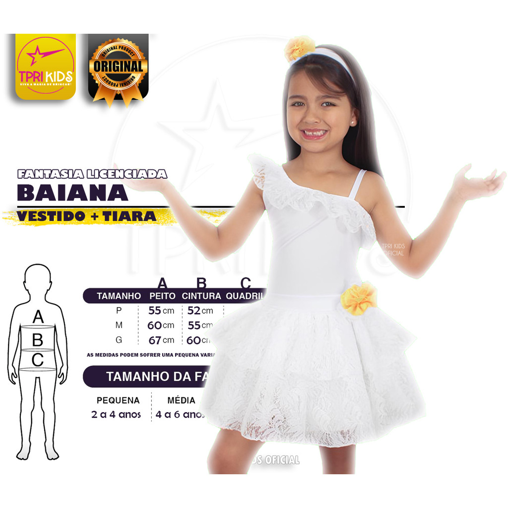 Fantasia Infantil Menina Vestido Baiana Cosplay Baianinha Carnaval Festa Aniversário Festa Junina