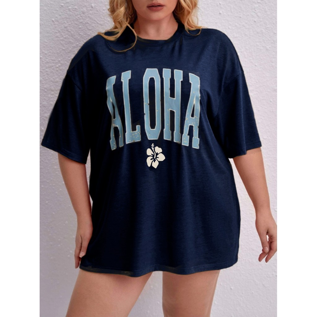 Camiseta Streetwear Feminina Aesthetic Hip-Hop Estampada Aloha Blusa T-shirt Old School Oversized