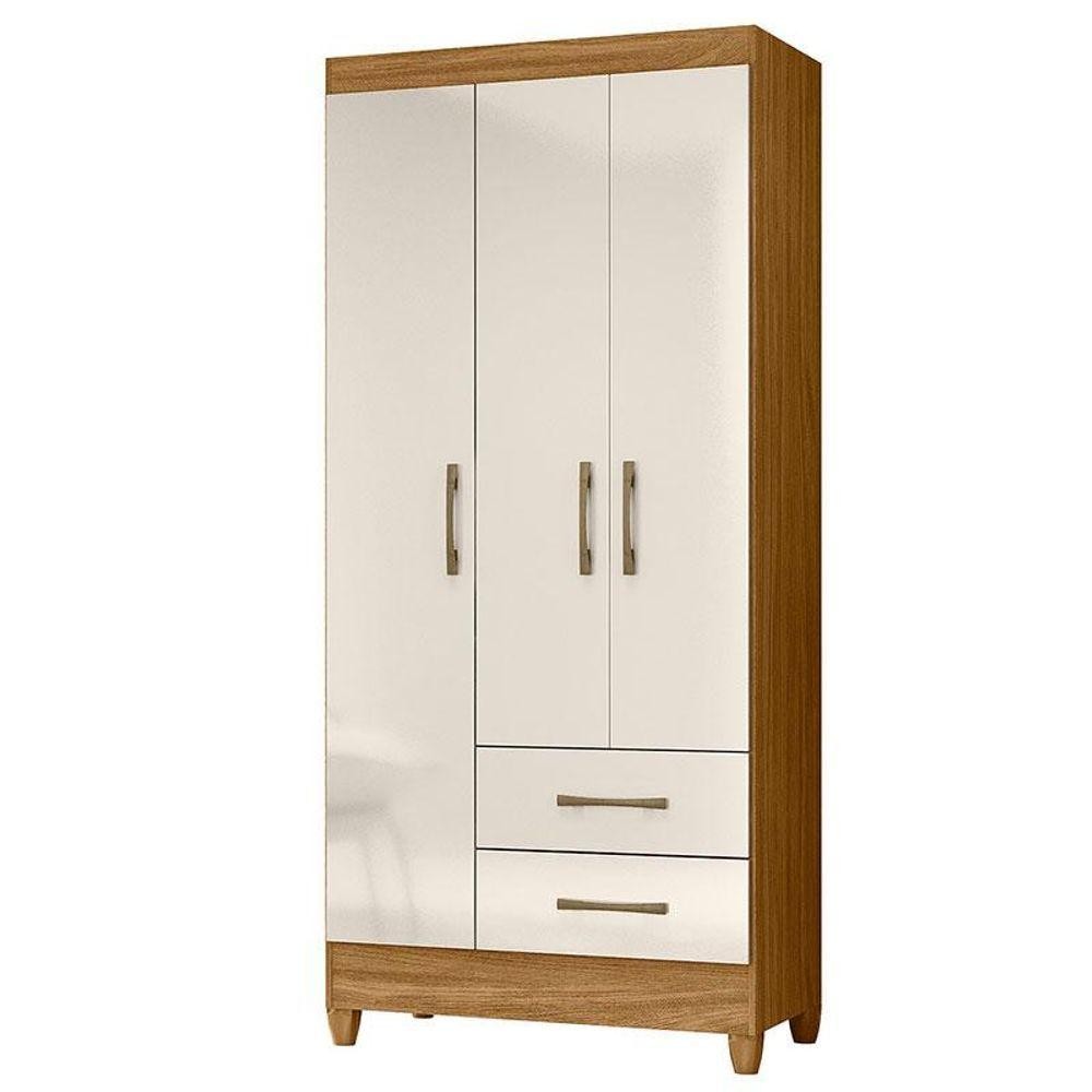 Guarda Roupa Solteiro Lima 3 Portas Freijó Off White - Moval em Oferta na Shopee