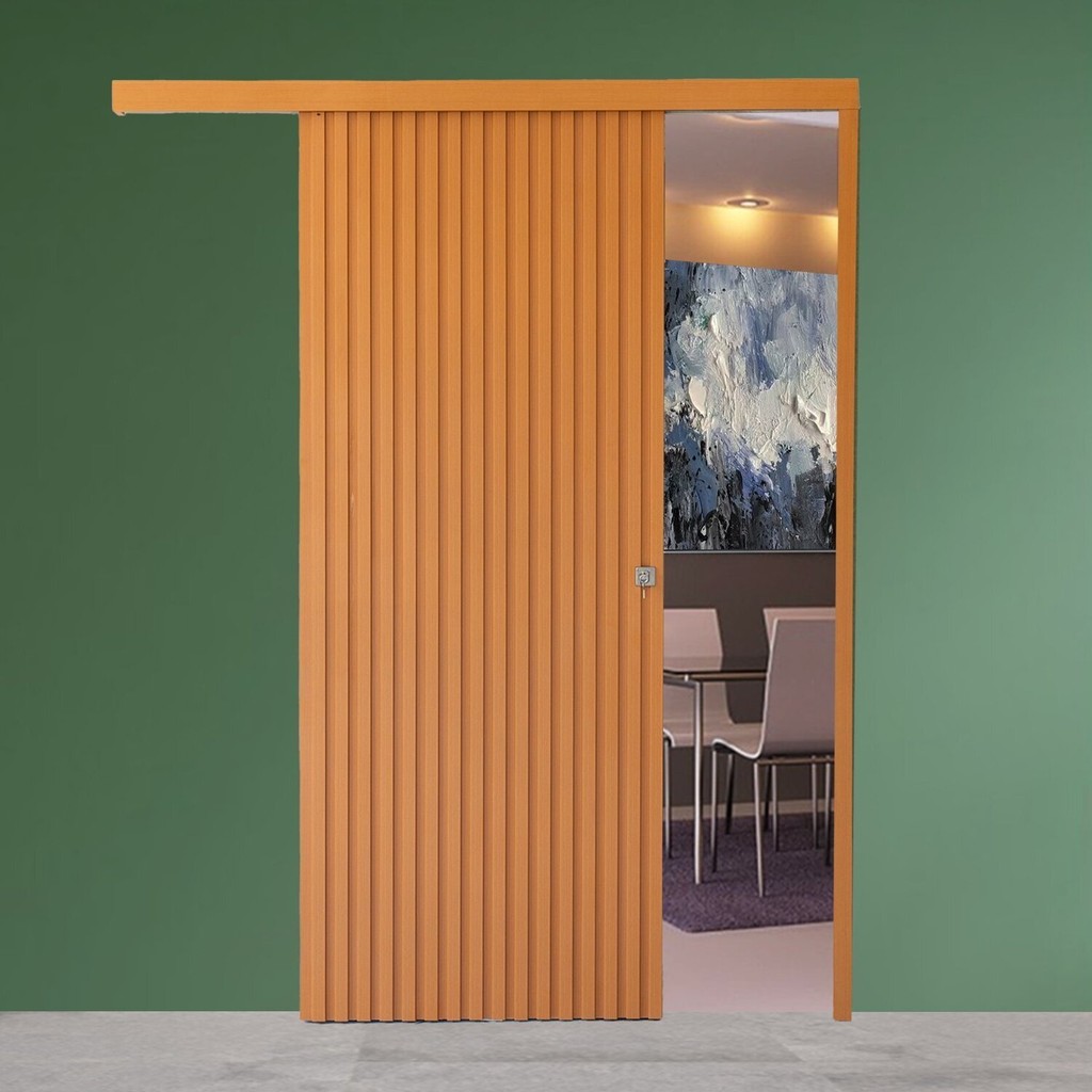 Porta de Correr de Madeira Ripada Completa 210x82cm com Fechadura e Ferragens em Oferta na Shopee