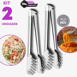 Jogo 2 Pegador de Massas Multiuso Para Saladas Massas Carne Frios Doce Pães Cozinha Bares 20cm Inox em Oferta na Shopee