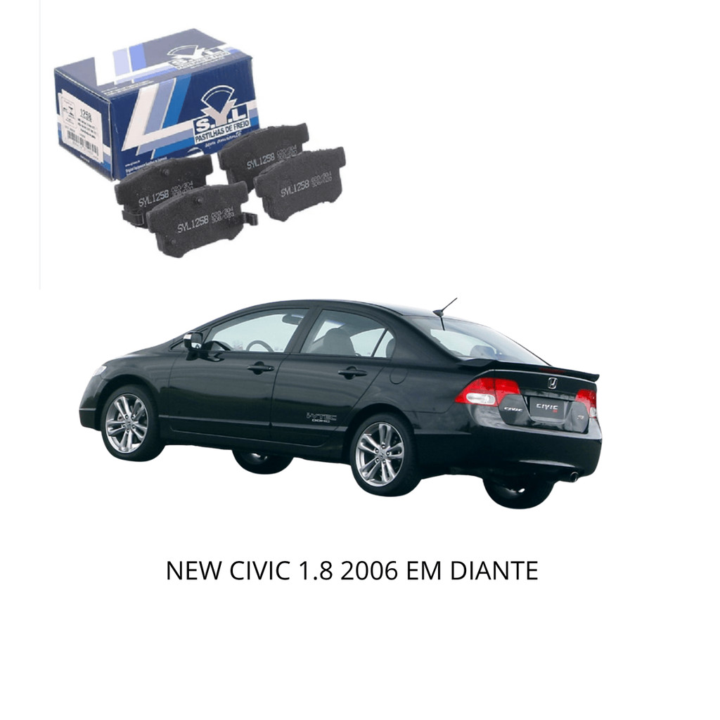 PASTILHA FREIO TRASEIRA HONDA NEW CIVIC 1.8 2006 A 2011 CIVIC 2.0 2013 EM DIANTE CIVIC 1.7 01 A 05