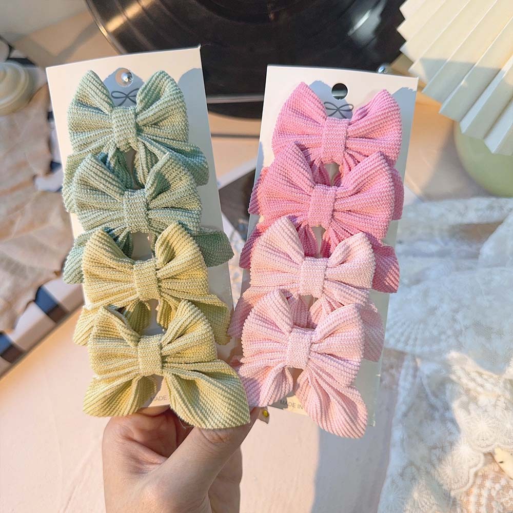 4 Pçs/set Meninas Cor Sólida Algodão E Linho Bowknot Grampo De Cabelo Crianças Acessórios De Veludo Colorido em Oferta na Shopee