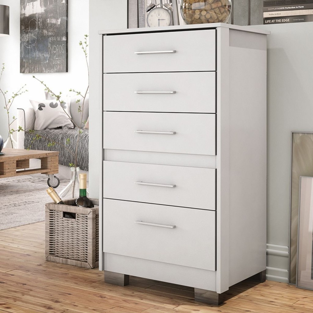 Cômoda 5 Gavetas Primacy     Branco em Oferta na Shopee