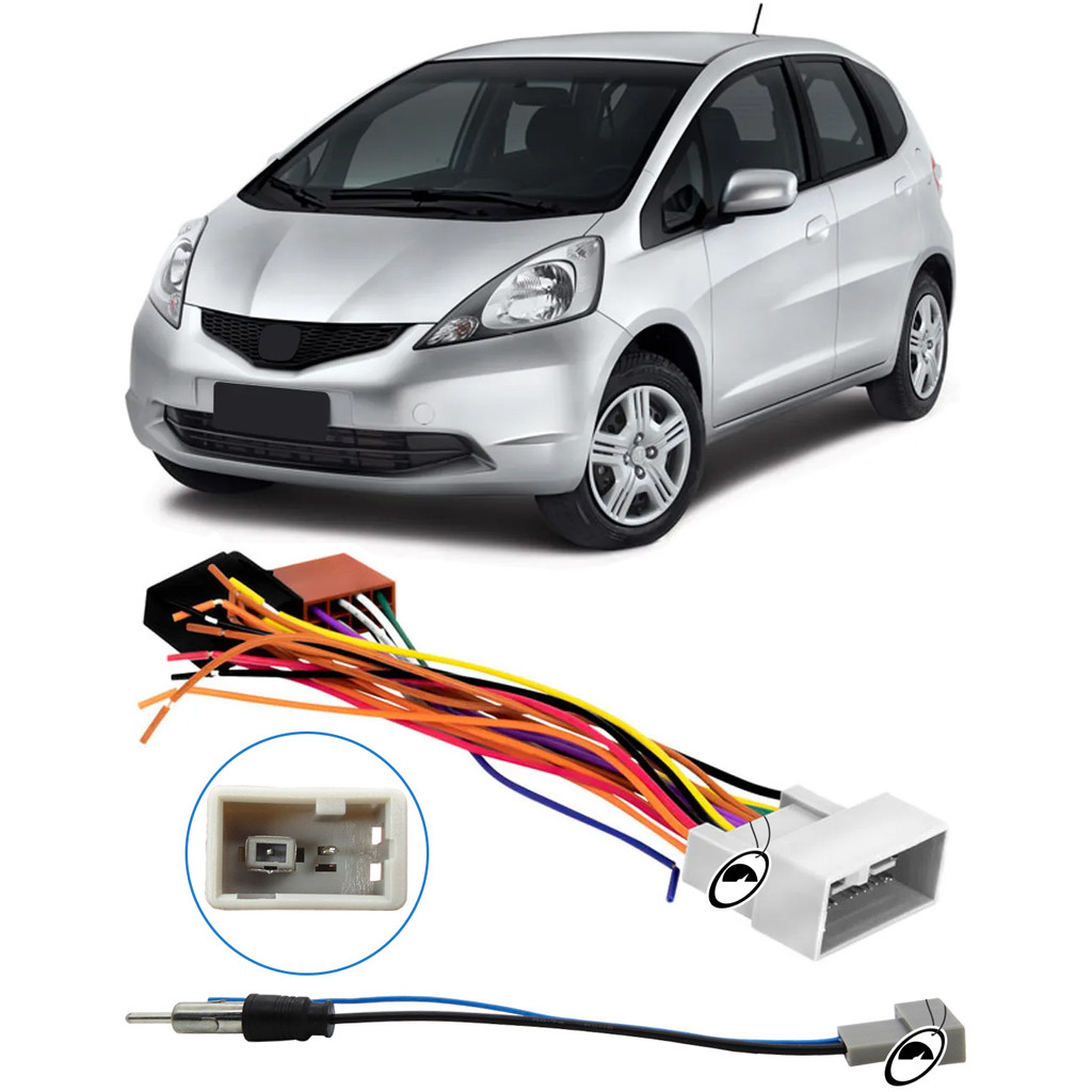 Chicote de Ligação + Chicote Adaptador de Antena Fit 2009 à 2014