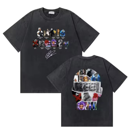 unissex Camiseta Camisa Blusa Unissex Algodão Vintage Rapper  Hip Hop, Rapper, Chris Brown, 19:11 Tour