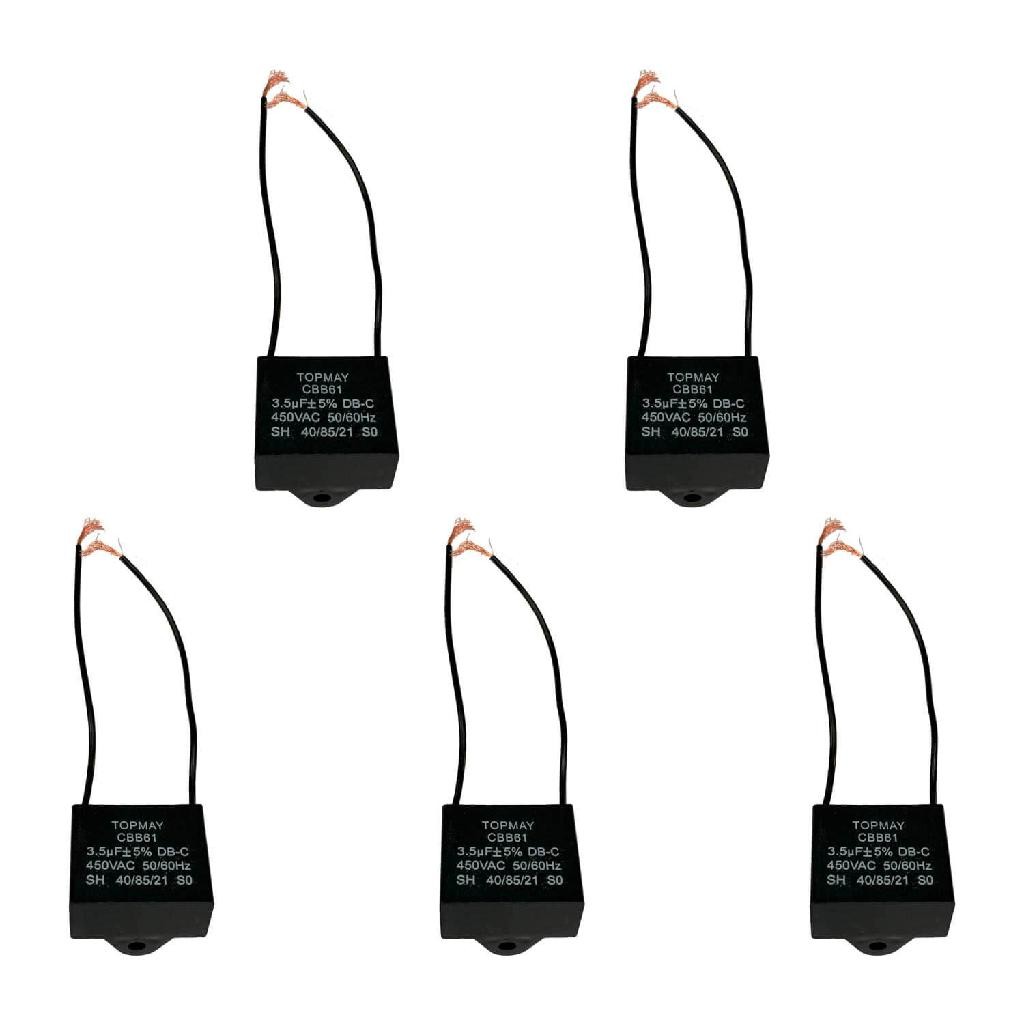 5x Capacitor Partida 3,5uf - 450v P/ Ventilador - Quadrado