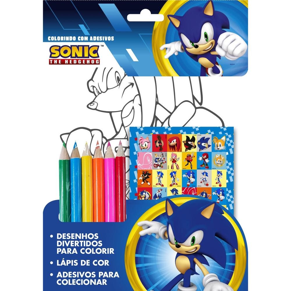 Sonic Colorindo com Adesivos em Oferta na Shopee